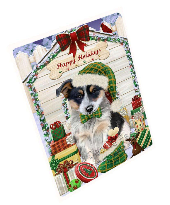 Happy Holidays Christmas Blue Heeler Dog With Presents Blanket BLNKT90075