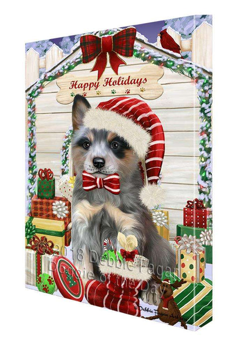 Happy Holidays Christmas Blue Heeler Dog With Presents Canvas Print Wall Art Décor CVS90593