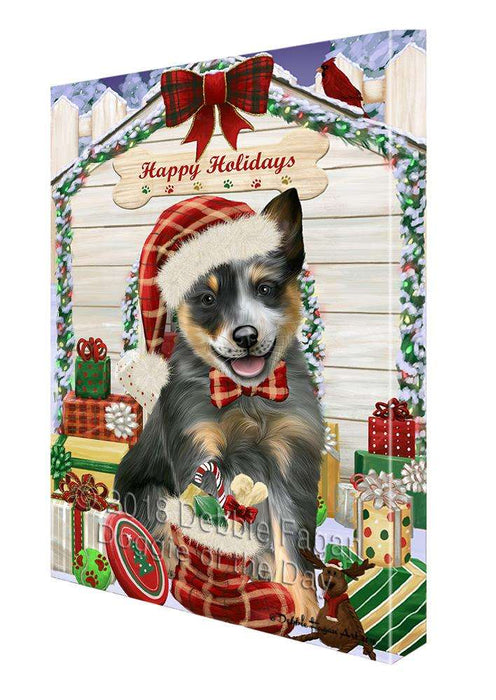 Happy Holidays Christmas Blue Heeler Dog With Presents Canvas Print Wall Art Décor CVS90602