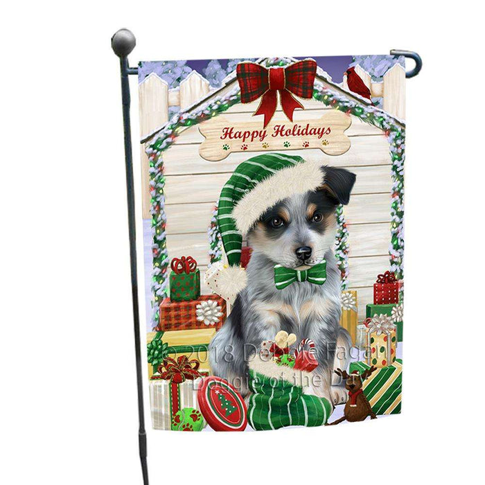 Happy Holidays Christmas Blue Heeler Dog With Presents Garden Flag GFLG52587