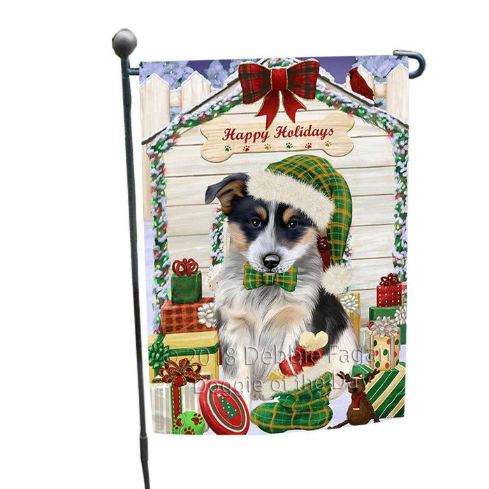 Happy Holidays Christmas Blue Heeler Dog With Presents Garden Flag GFLG52588