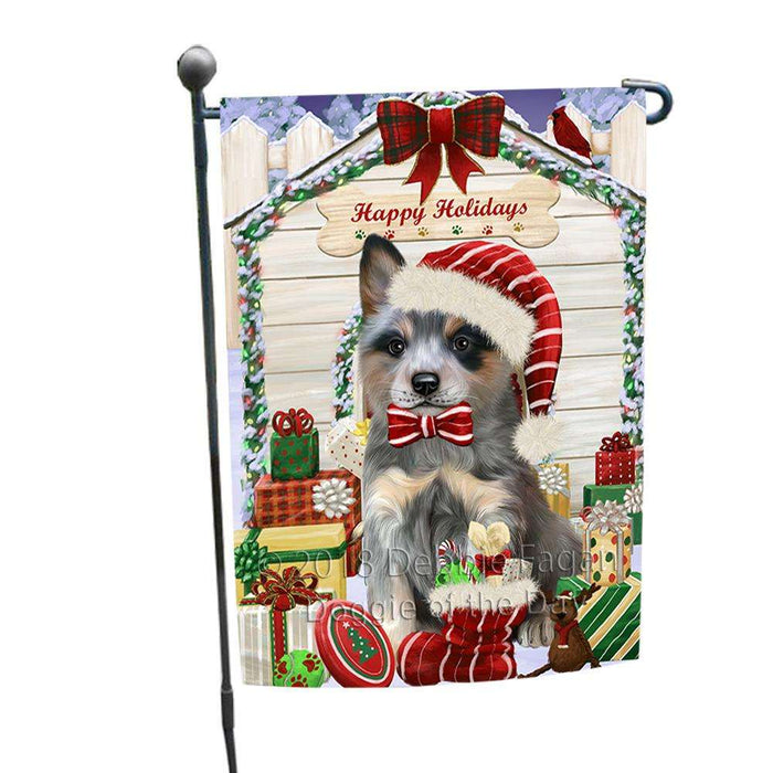 Happy Holidays Christmas Blue Heeler Dog With Presents Garden Flag GFLG52589