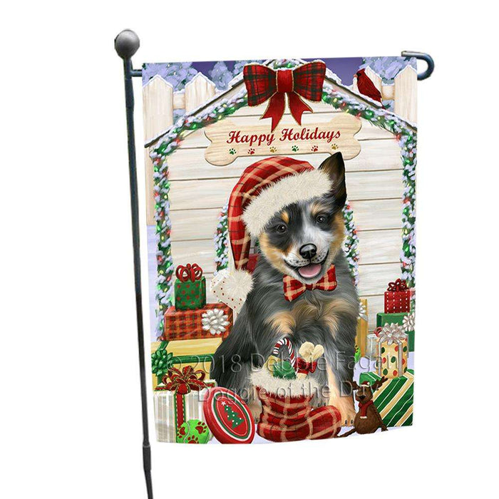 Happy Holidays Christmas Blue Heeler Dog With Presents Garden Flag GFLG52590