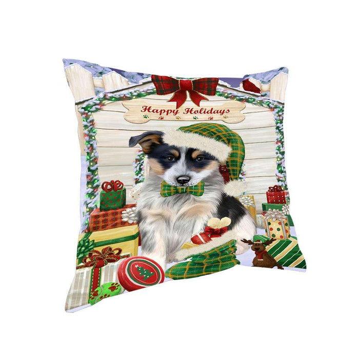 Happy Holidays Christmas Blue Heeler Dog With Presents Pillow PIL66728