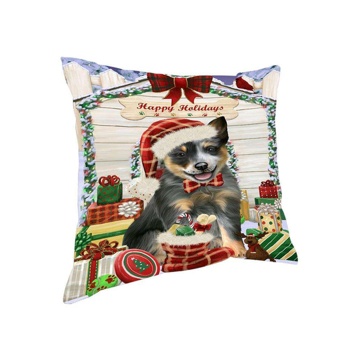 Happy Holidays Christmas Blue Heeler Dog With Presents Pillow PIL66736