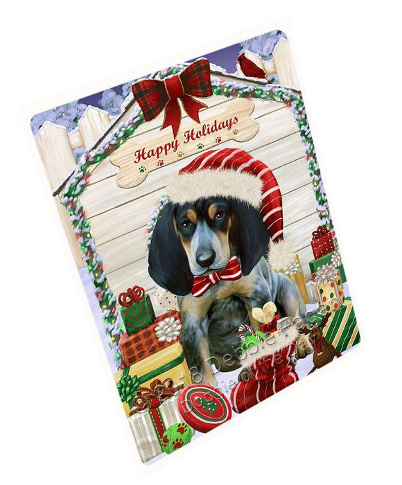 Happy Holidays Christmas Bluetick Coonhound Dog House with Presents Cutting Board C58065