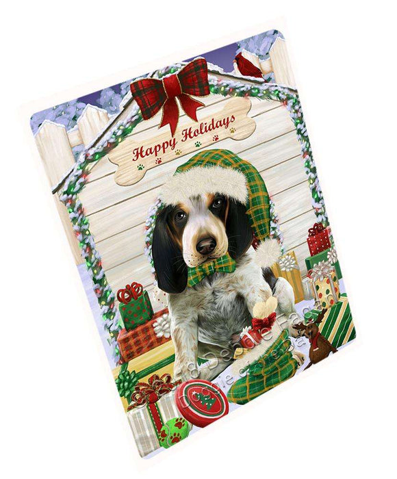 Happy Holidays Christmas Bluetick Coonhound Dog House with Presents Large Refrigerator / Dishwasher Magnet RMAG68112