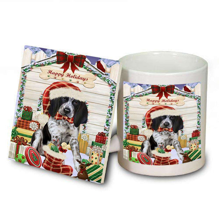 Happy Holidays Christmas Bluetick Coonhound Dog House with Presents Mug and Coaster Set MUC51338