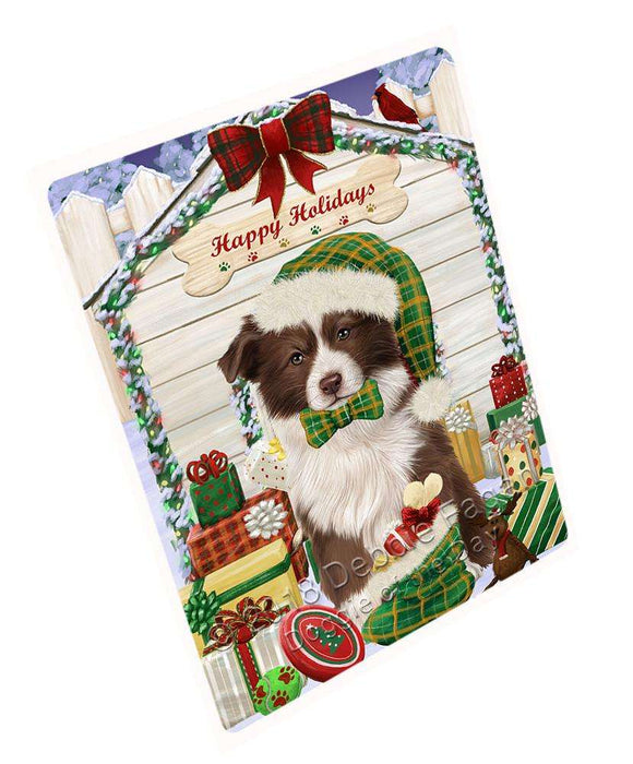 Happy Holidays Christmas Border Collie Dog House with Presents Large Refrigerator / Dishwasher Magnet RMAG68136