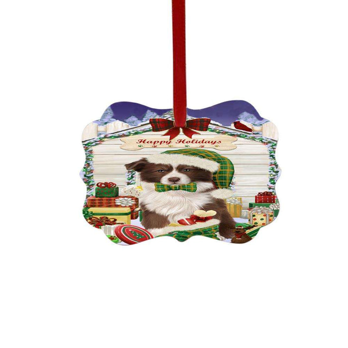 Happy Holidays Christmas Border Collie House With Presents Double-Sided Photo Benelux Christmas Ornament LOR49798