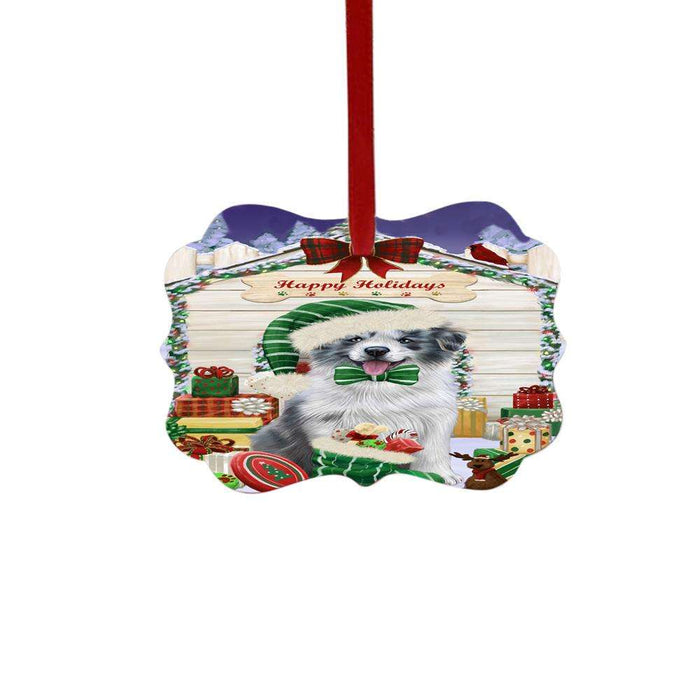 Happy Holidays Christmas Border Collie House With Presents Double-Sided Photo Benelux Christmas Ornament LOR49799