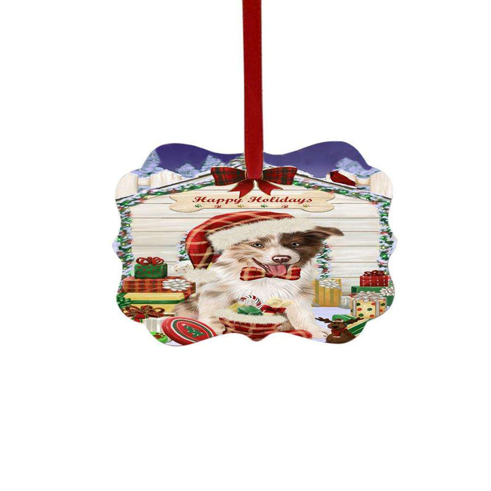 Happy Holidays Christmas Border Collie House With Presents Double-Sided Photo Benelux Christmas Ornament LOR49800