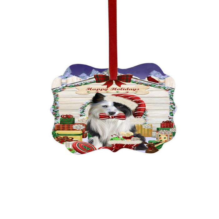 Happy Holidays Christmas Border Collie House With Presents Double-Sided Photo Benelux Christmas Ornament LOR49801