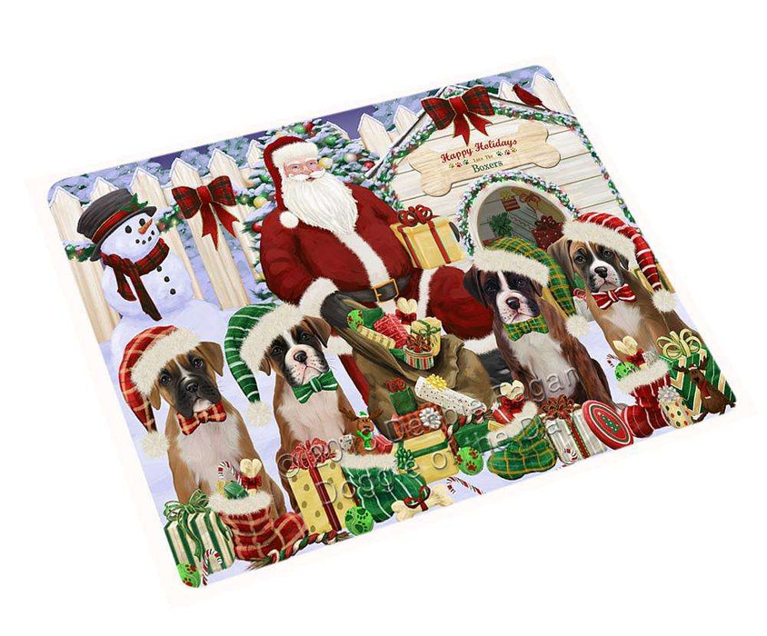 Happy Holidays Christmas Boxers Dog House Gathering Cutting Board C57879