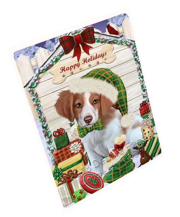 Happy Holidays Christmas Brittany Spaniel Dog House with Presents Cutting Board C58104