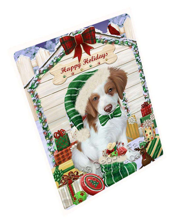 Happy Holidays Christmas Brittany Spaniel Dog House with Presents Cutting Board C58107