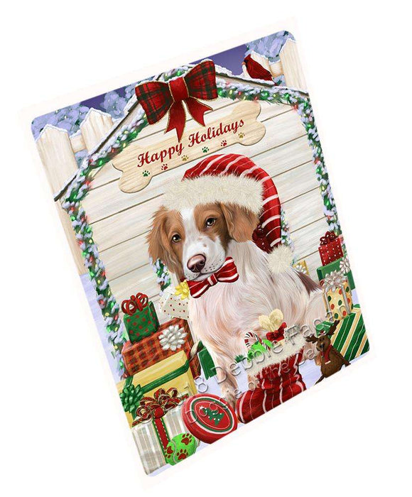 Happy Holidays Christmas Brittany Spaniel Dog House with Presents Cutting Board C58113