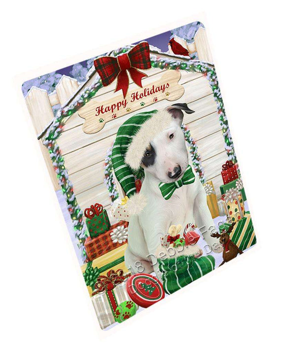 Happy Holidays Christmas Bull Terrier Dog House With Presents Magnet Mini (3.5" x 2") MAG58119