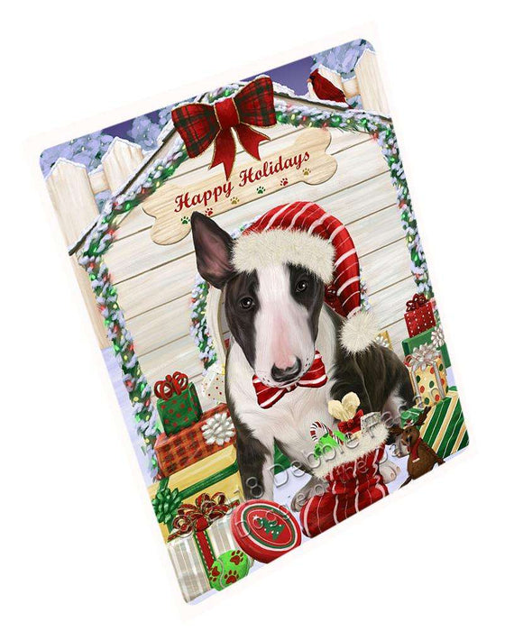 Happy Holidays Christmas Bull Terrier Dog House With Presents Magnet Mini (3.5" x 2") MAG58125