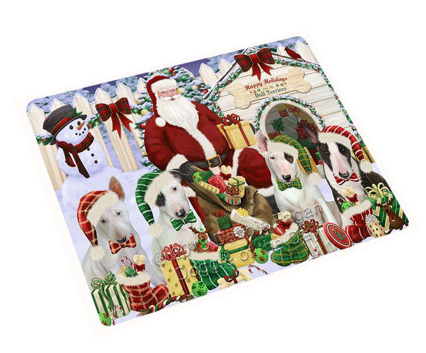 Happy Holidays Christmas Bull Terriers Dog House Gathering Cutting Board C57885