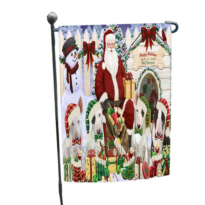 Happy Holidays Christmas Bull Terriers Dog House Gathering Garden Flag GFLG51209