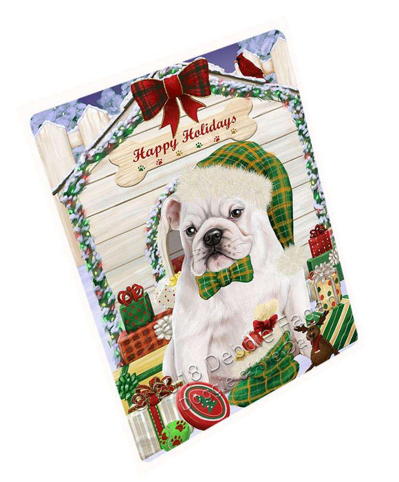 Happy Holidays Christmas Bulldog House with Presents Large Refrigerator / Dishwasher Magnet RMAG68256