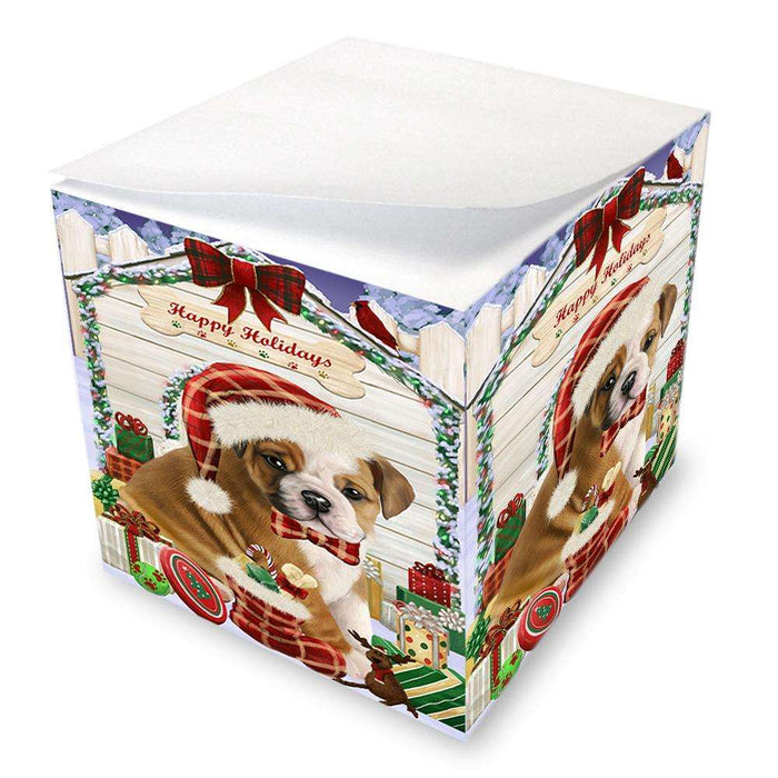 Happy Holidays Christmas Bulldog House with Presents Note Cube NOC51370