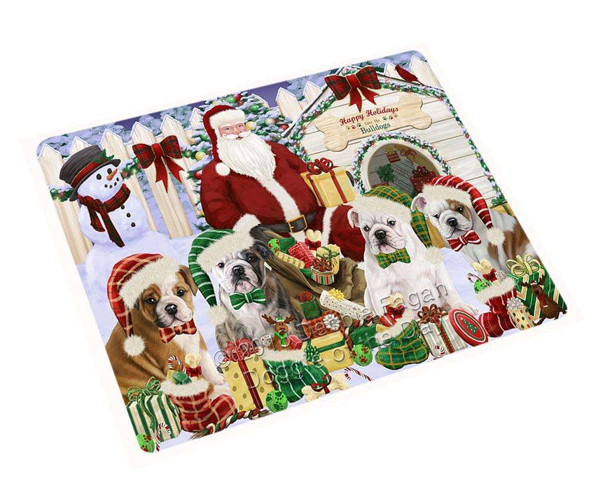 Happy Holidays Christmas Bulldogs House Gathering Cutting Board C57888