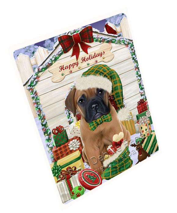 Happy Holidays Christmas Bullmastiff Dog House with Presents Cutting Board C58140