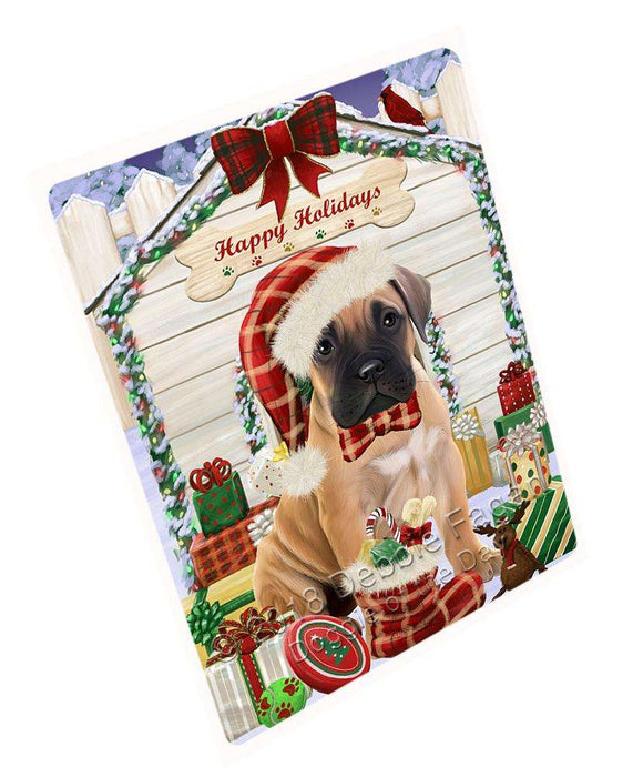 Happy Holidays Christmas Bullmastiff Dog House with Presents Cutting Board C58146