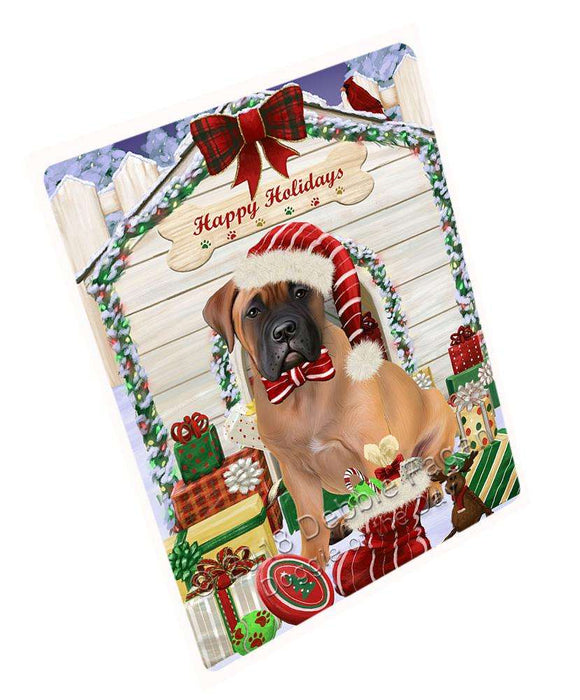 Happy Holidays Christmas Bullmastiff Dog House with Presents Cutting Board C58149