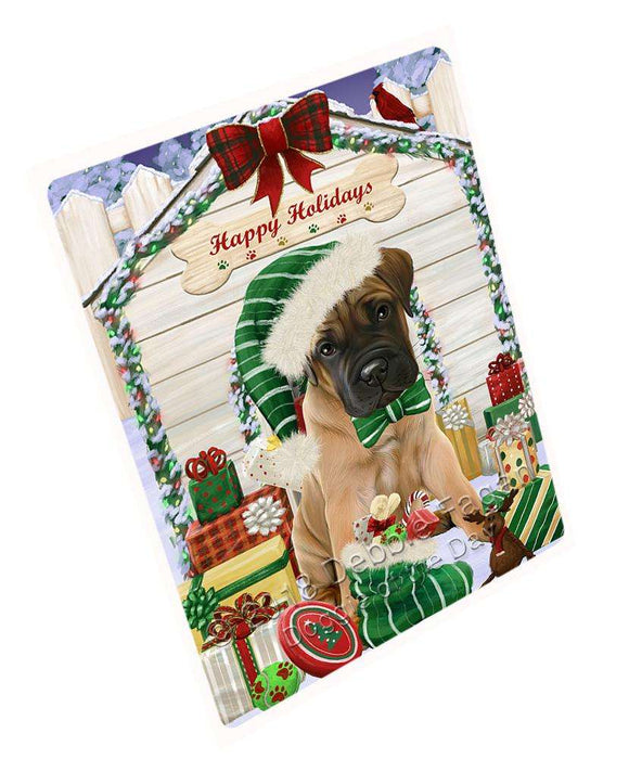 Happy Holidays Christmas Bullmastiff Dog House With Presents Magnet Mini (3.5" x 2") MAG58143