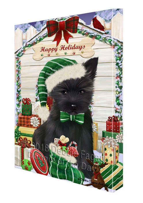 Happy Holidays Christmas Cairn Terrier Dog House with Presents Canvas Print Wall Art Décor CVS78983