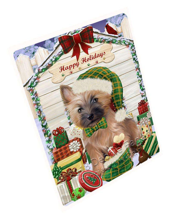 Happy Holidays Christmas Cairn Terrier Dog House with Presents Large Refrigerator / Dishwasher Magnet RMAG68304