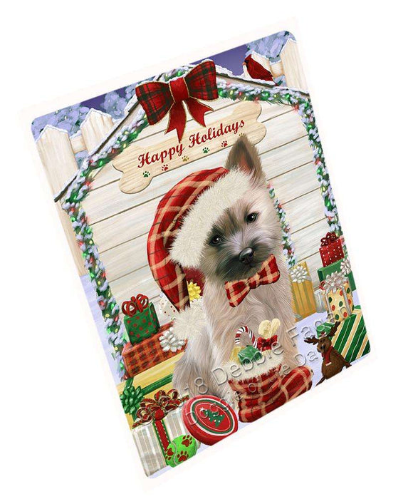 Happy Holidays Christmas Cairn Terrier Dog House With Presents Magnet Mini (3.5" x 2") MAG58158