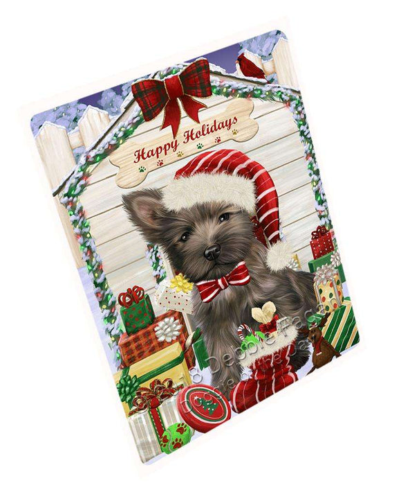 Happy Holidays Christmas Cairn Terrier Dog House With Presents Magnet Mini (3.5" x 2") MAG58161