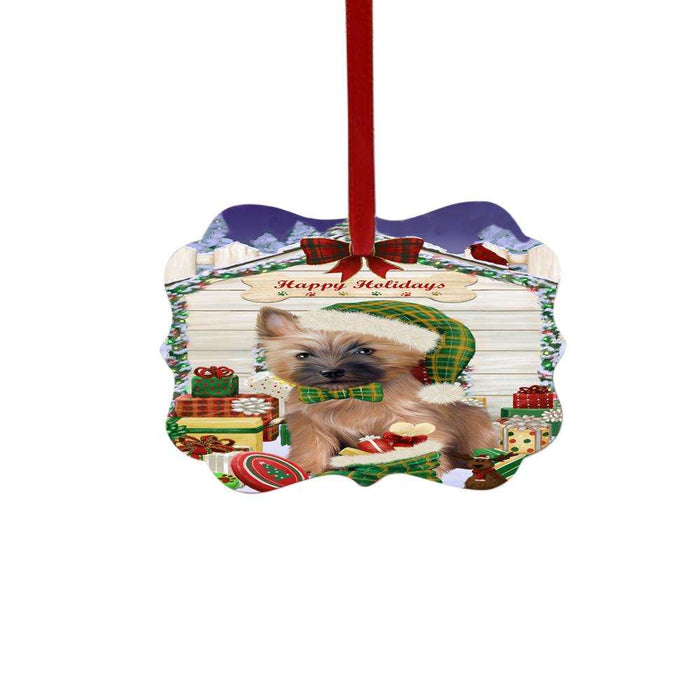 Happy Holidays Christmas Cairn Terrier House With Presents Double-Sided Photo Benelux Christmas Ornament LOR49826