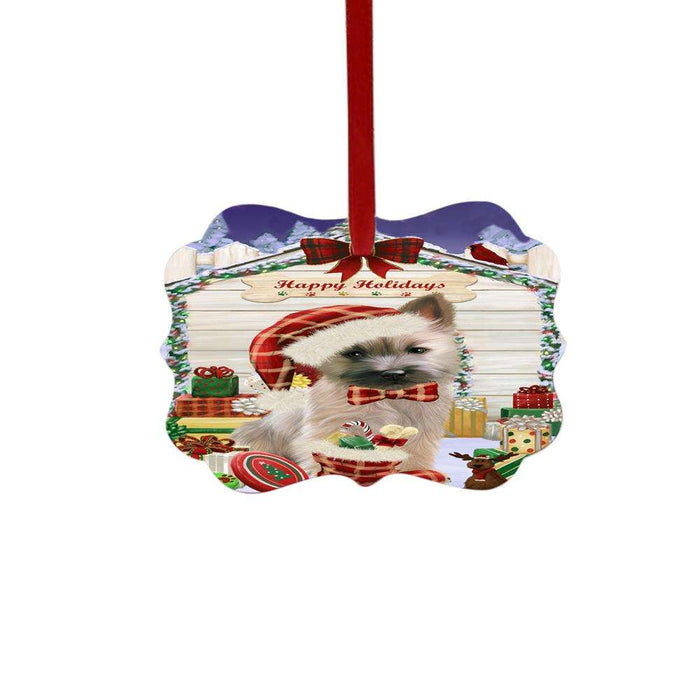 Happy Holidays Christmas Cairn Terrier House With Presents Double-Sided Photo Benelux Christmas Ornament LOR49828