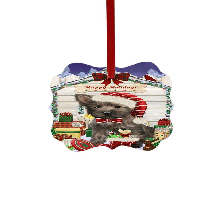 Happy Holidays Christmas Cairn Terrier House With Presents Double-Sided Photo Benelux Christmas Ornament LOR49829