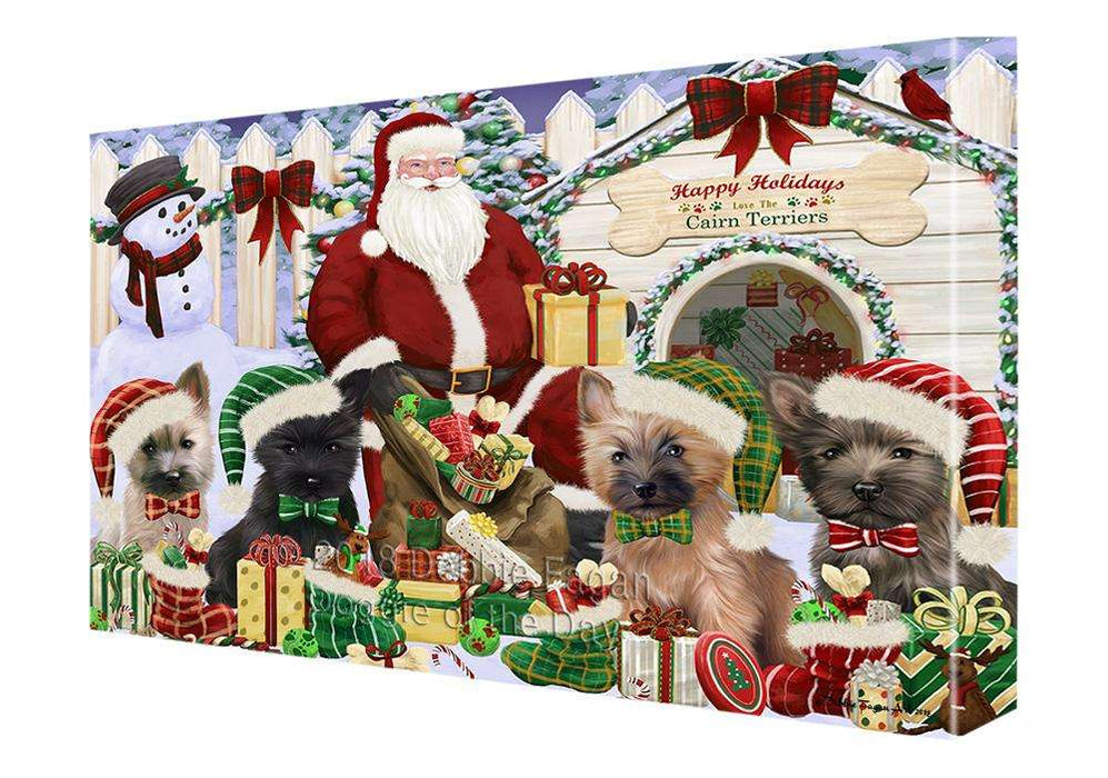 Happy Holidays Christmas Cairn Terriers Dog House Gathering Canvas Print Wall Art Décor CVS78200