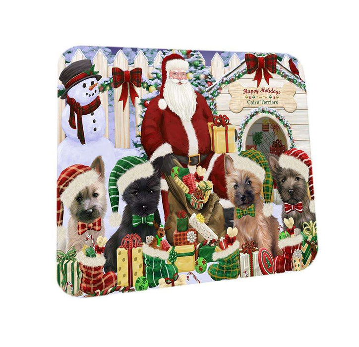 Happy Holidays Christmas Cairn Terriers Dog House Gathering Coasters Set of 4 CST51249