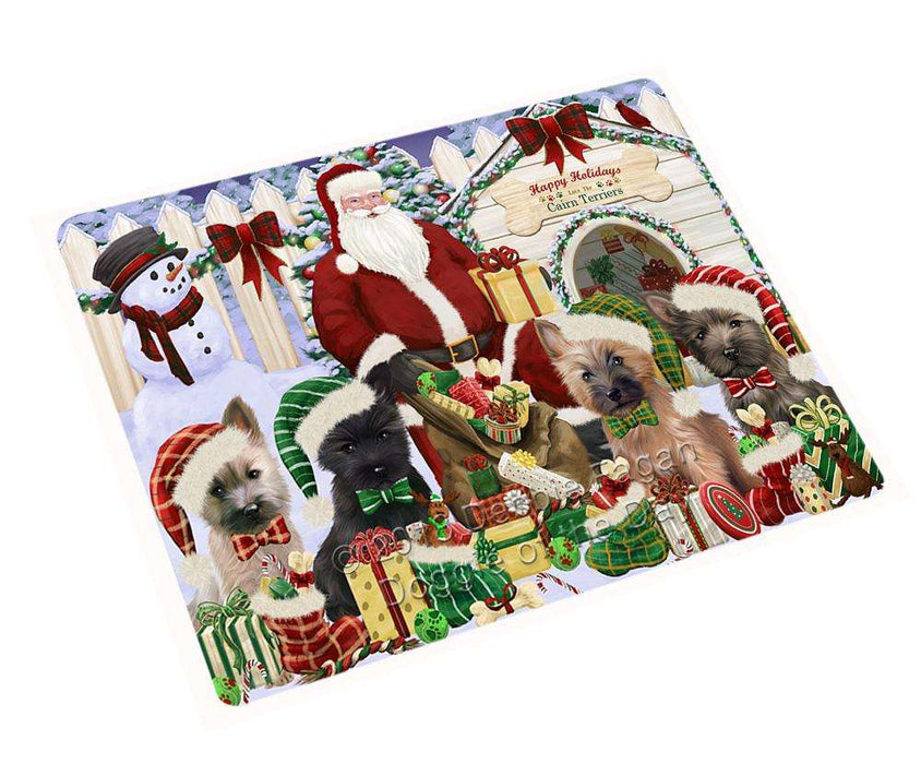 Happy Holidays Christmas Cairn Terriers Dog House Gathering Cutting Board C57894