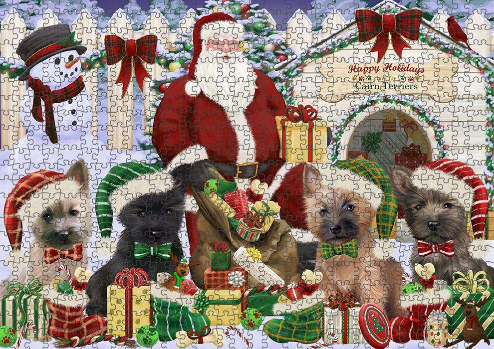 Happy Holidays Christmas Cairn Terriers Dog House Gathering Puzzle  PUZL57732