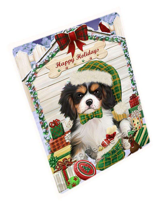 Happy Holidays Christmas Cavalier King Charles Spaniel Dog House With Presents Magnet Mini (3.5" x 2") MAG58221