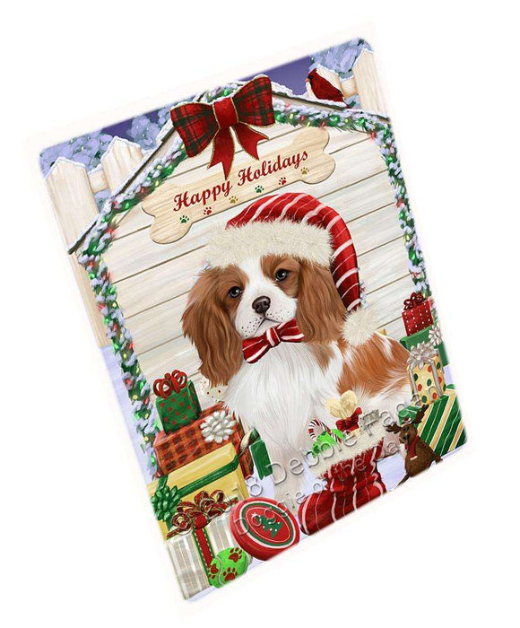 Happy Holidays Christmas Cavalier King Charles Spaniel Dog House With Presents Magnet Mini (3.5" x 2") MAG58230