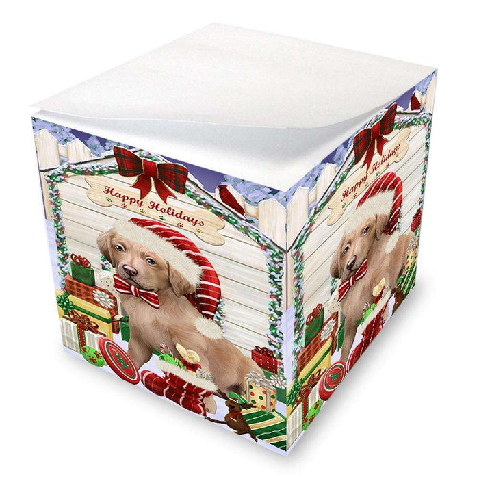 Happy Holidays Christmas Chesapeake Bay Retriever Dog House with Presents Note Cube NOC51391