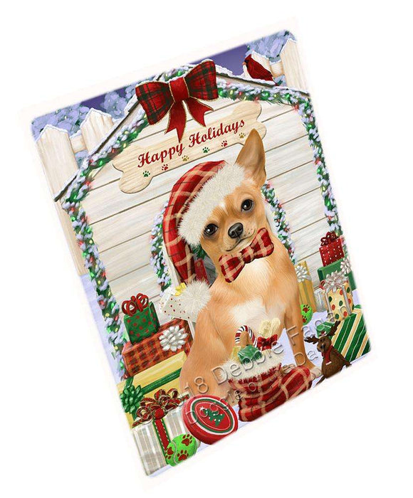 Happy Holidays Christmas Chihuahua Dog House with Presents Large Refrigerator / Dishwasher Magnet RMAG68502