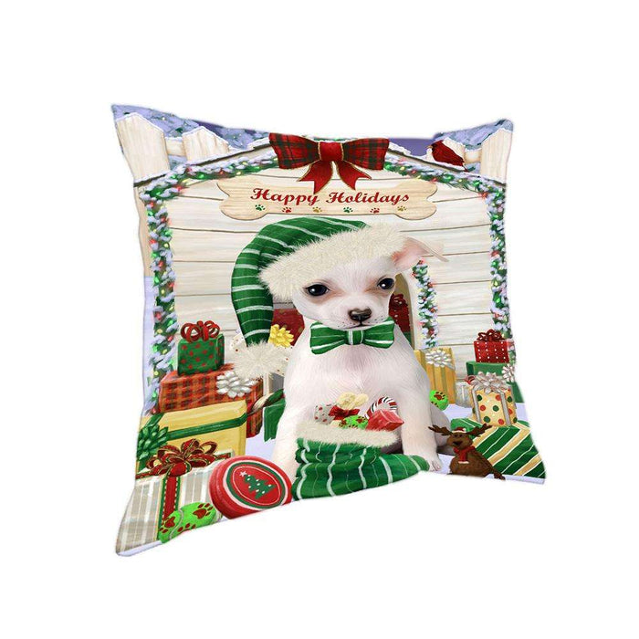 Happy Holidays Christmas Chihuahua Dog House with Presents Pillow PIL61696