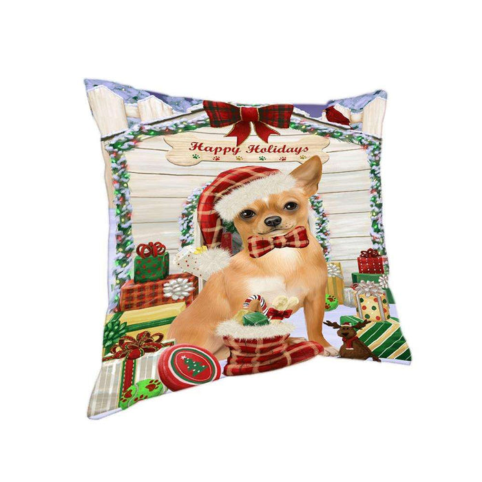 Happy Holidays Christmas Chihuahua Dog House with Presents Pillow PIL61700