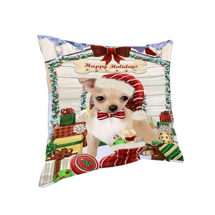 Happy Holidays Christmas Chihuahua Dog House with Presents Pillow PIL61704